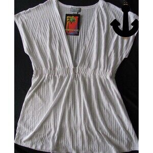 Plus Size Swim Suit Cover Up Beach Dress Tunic White 1X Porto Cruz Lightweight